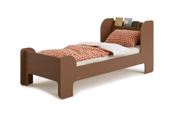 Einzelbett für Kinder und Jugendliche mit Ablage und Lattenrost FLOU Klassisch Holz