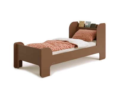 Einzelbett für Kinder und Jugendliche mit Ablage und Lattenrost FLOU Klassisch Holz