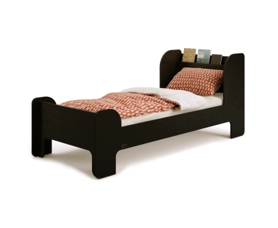 Einzelbett für Kinder und Jugendliche mit Ablage und Lattenrost FLOU Klassisch Holz