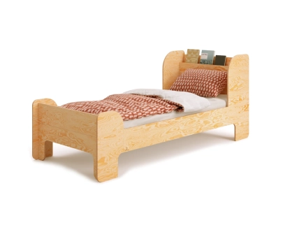 Einzelbett für Kinder und Jugendliche mit Ablage und Lattenrost FLOU Klassisch Holz