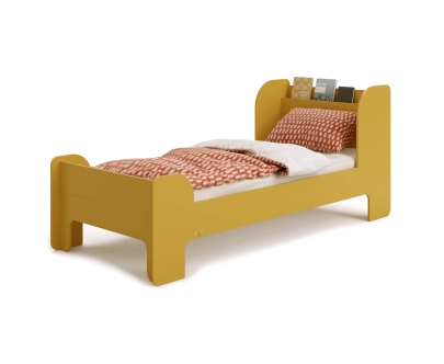 Einzelbett für Kinder und Jugendliche mit Ablage und Lattenrost FLOU Klassisch Holz