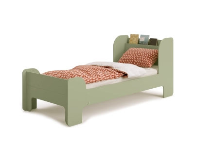 Einzelbett für Kinder und Jugendliche mit Ablage und Lattenrost FLOU Klassisch Holz