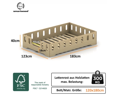 Einzelbett für Kinder mit Rausfallschutz und Lattenrost TILA 2 Montessori Holz