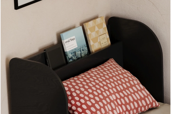 Einzelbett für Kinder und Jugendliche mit Ablage und Lattenrost FLOU Klassisch Holz