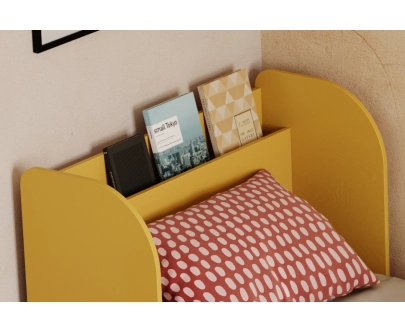 Einzelbett für Kinder und Jugendliche mit Ablage und Lattenrost FLOU Klassisch Holz
