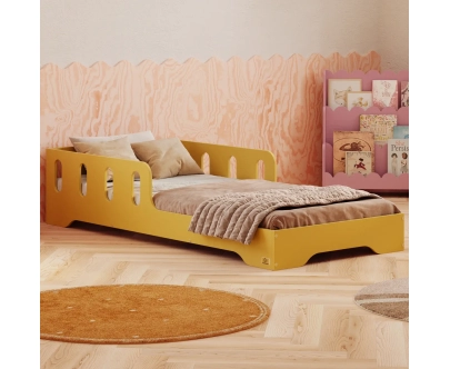 Einzelbett für Kinder mit Rausfallschutz und Lattenrost TILA 6 Montessori Holz