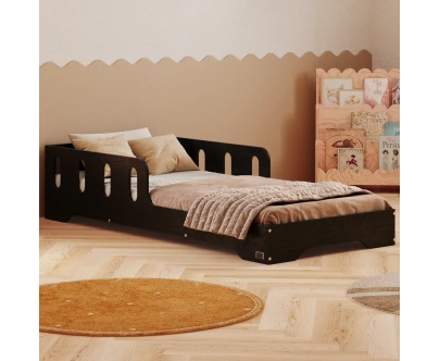 Einzelbett für Kinder mit Rausfallschutz und Lattenrost TILA 6 Montessori Holz