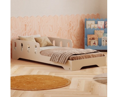 Einzelbett für Kinder mit Rausfallschutz und Lattenrost TILA 6 Montessori Holz
