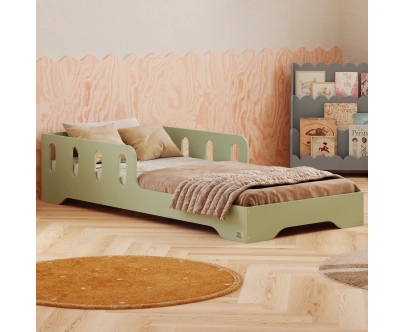 Einzelbett für Kinder mit Rausfallschutz und Lattenrost TILA 6 Montessori Holz