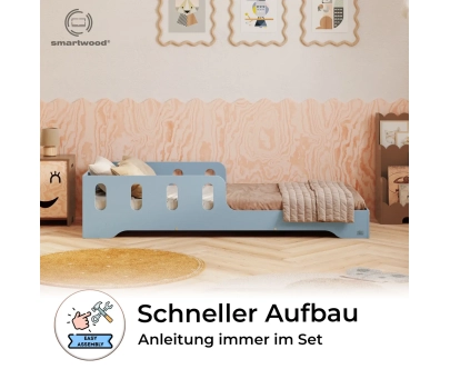 Einzelbett für Kinder mit Rausfallschutz und Lattenrost TILA 6 Montessori Holz