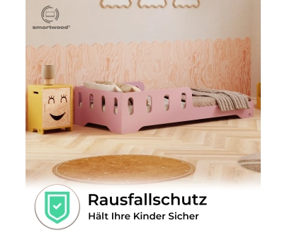 Einzelbett für Kinder mit Rausfallschutz und Lattenrost TILA 6 Montessori Holz