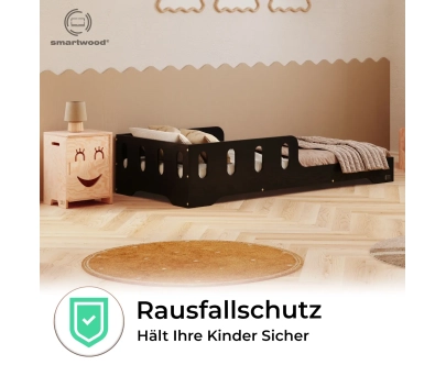 Einzelbett für Kinder mit Rausfallschutz und Lattenrost TILA 6 Montessori Holz