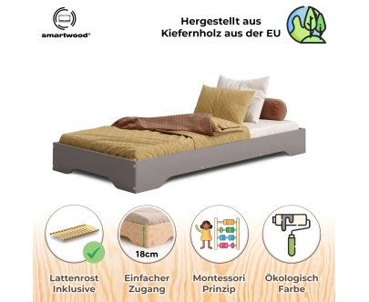 Bodenbett für Kinder mit Lattenrost TILA 7 Montessori Holz