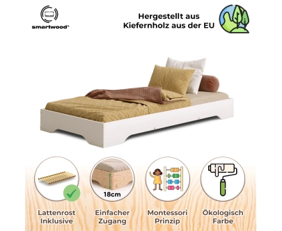 Bodenbett für Kinder mit Lattenrost TILA 7 Montessori Holz