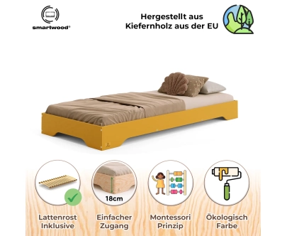 Bodenbett für Kinder mit Lattenrost TILA 7 Montessori Holz