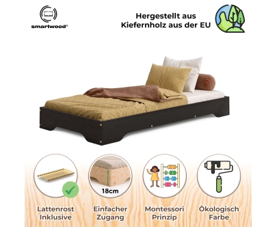 Bodenbett für Kinder mit Lattenrost TILA 7 Montessori Holz