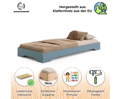 Bodenbett für Kinder mit Lattenrost TILA 7 Montessori Holz