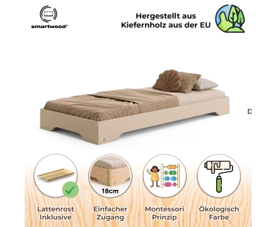 Bodenbett für Kinder mit Lattenrost TILA 7 Montessori Holz