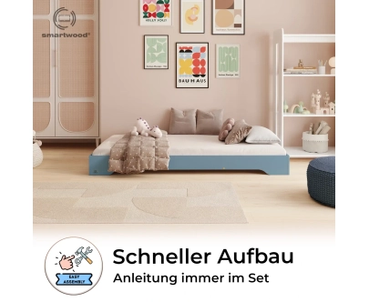 Bodenbett für Kinder mit Lattenrost TILA 7 Montessori Holz