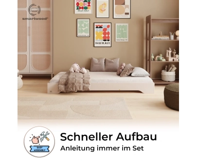 Bodenbett für Kinder mit Lattenrost TILA 7 Montessori Holz