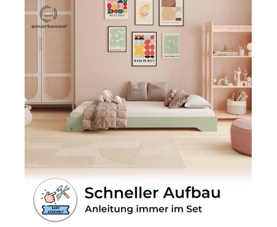 Bodenbett für Kinder mit Lattenrost TILA 7 Montessori Holz