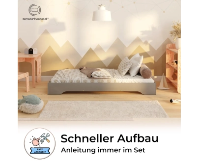 Bodenbett für Kinder mit Lattenrost TILA 7 Montessori Holz