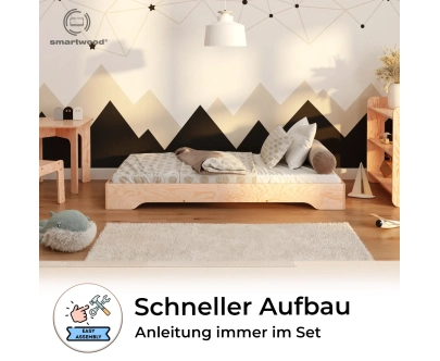 Bodenbett für Kinder mit Lattenrost TILA 7 Montessori Holz