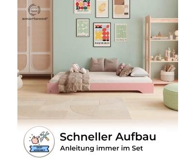 Bodenbett für Kinder mit Lattenrost TILA 7 Montessori Holz