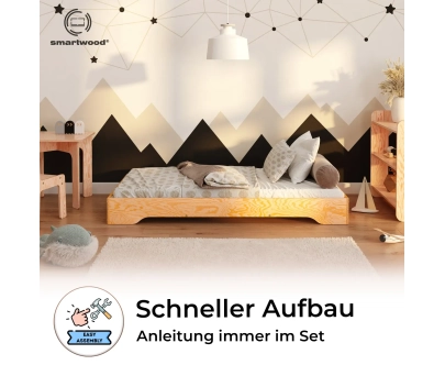 Bodenbett für Kinder mit Lattenrost TILA 7 Montessori Holz
