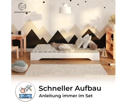 Bodenbett für Kinder mit Lattenrost TILA 7 Montessori Holz