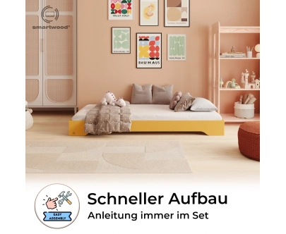 Bodenbett für Kinder mit Lattenrost TILA 7 Montessori Holz