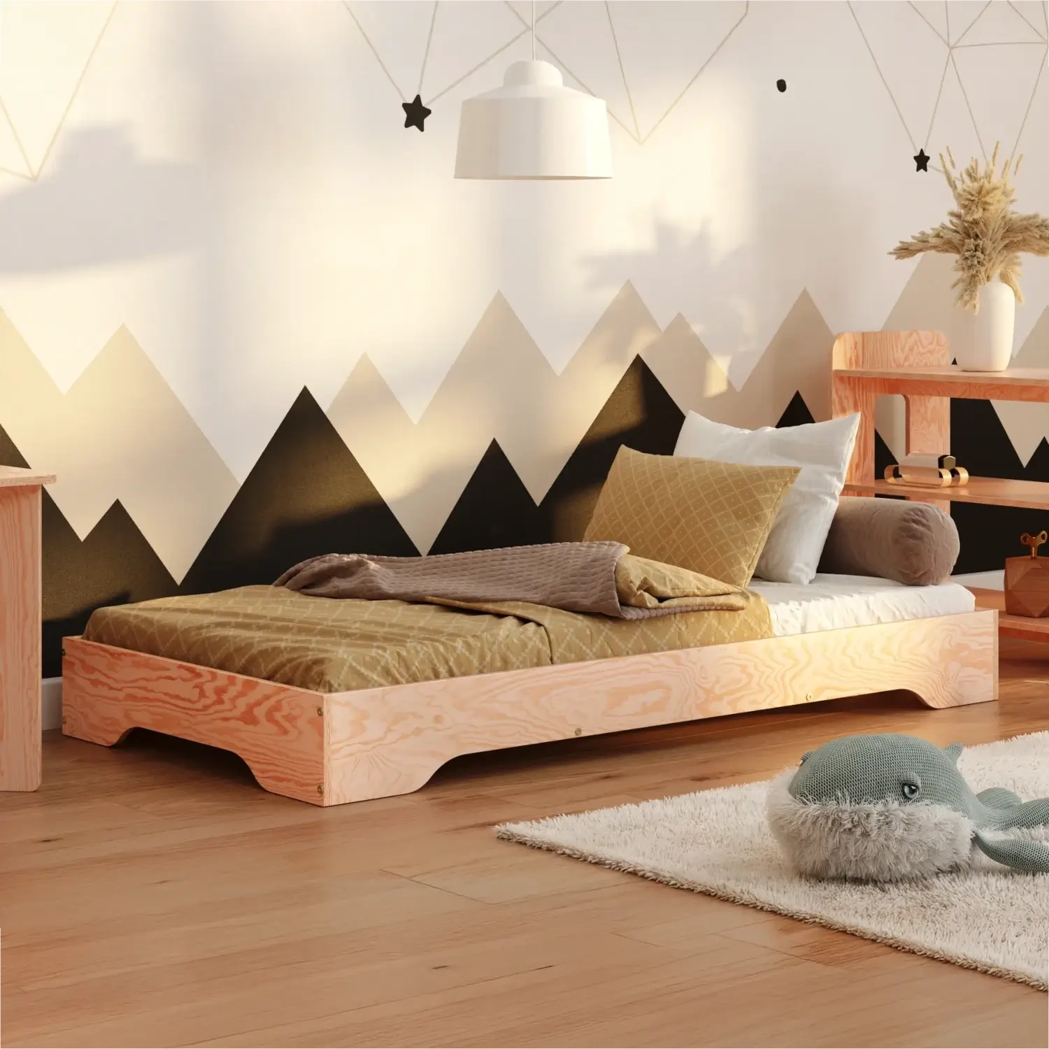 Bodenbett für Kinder mit Lattenrost TILA 7 Montessori Holz,  - Naturholz, 80x180 | Smartwood