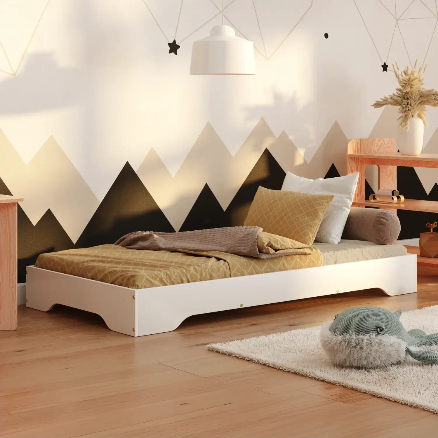 Bodenbett für Kinder mit Lattenrost TILA 7 Montessori Holz,  - Weiß, 140x200 XL | Smartwood