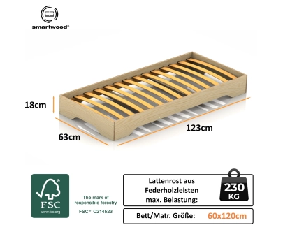 Bodenbett für Kinder mit Lattenrost TILA 7 Montessori Holz