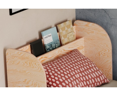 Einzelbett für Kinder und Jugendliche mit Ablage und Lattenrost FLOU Klassisch Holz