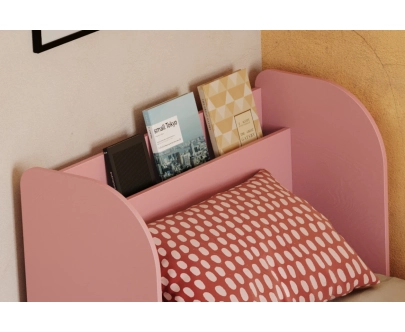 Einzelbett für Kinder und Jugendliche mit Ablage und Lattenrost FLOU Klassisch Holz