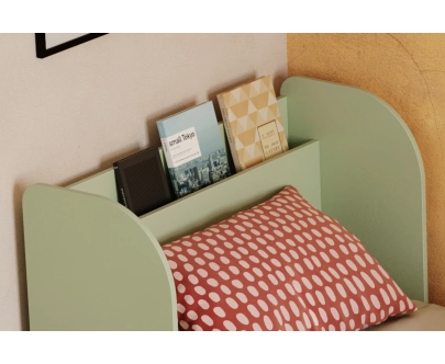 Einzelbett für Kinder und Jugendliche mit Ablage und Lattenrost FLOU Klassisch Holz