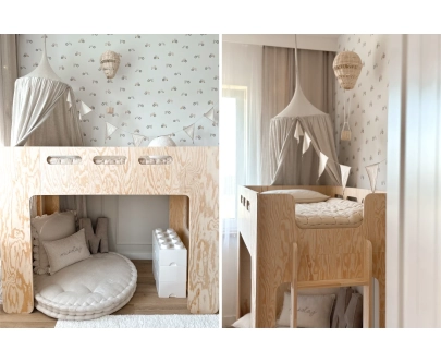 Hochbett für Kinder mit Lattenrost MIMI A Montessori Holz