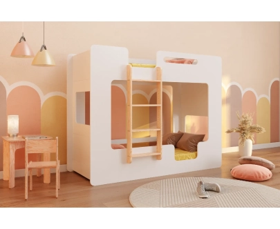 Etagenbett für Kinder mit Rausfallschutz und Lattenrost MIMI B Montessori Holz