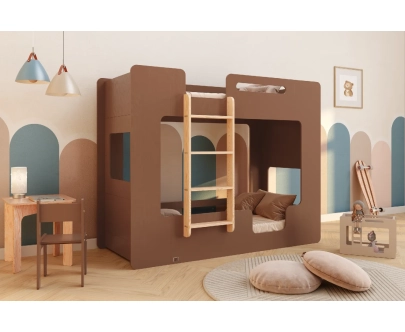 Etagenbett für Kinder mit Rausfallschutz und Lattenrost MIMI B Montessori Holz