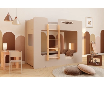 Etagenbett für Kinder mit Rausfallschutz und Lattenrost MIMI B Montessori Holz