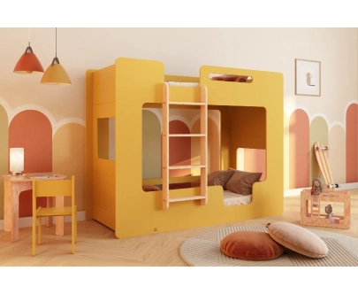 Etagenbett für Kinder mit Rausfallschutz und Lattenrost MIMI B Montessori Holz