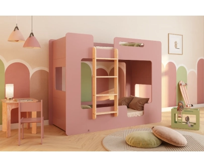 Etagenbett für Kinder mit Rausfallschutz und Lattenrost MIMI B Montessori Holz