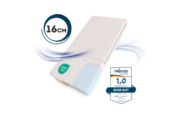 Schaumstoffmatratze für Kinder 16 cm mittlerer Härtegrad (H2) - Größe XL
