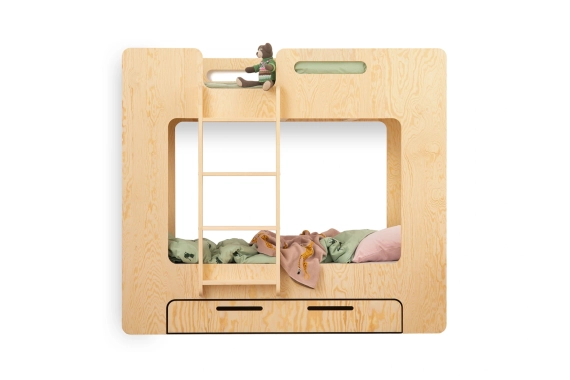 Etagenbett für Kinder mit Schublade und Lattenrost MIMI D Montessori Holz