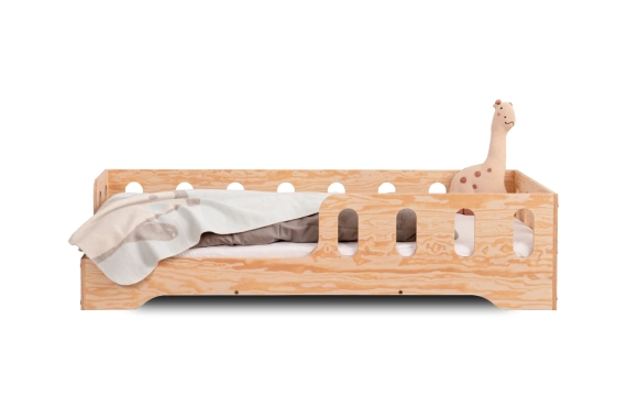 Einzelbett für Kinder mit Rausfallschutz und Lattenrost TILA 1 Montessori Holz