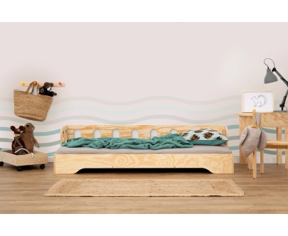 Einzelbett für Kinder mit Rausfallschutz und Lattenrost Sofa TILA 1S Montessori Holz