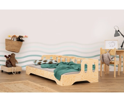 Einzelbett für Kinder mit Rausfallschutz und Lattenrost Sofa TILA 1S Montessori Holz