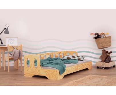 Einzelbett für Kinder mit Rausfallschutz und Lattenrost Sofa TILA 1S Montessori Holz