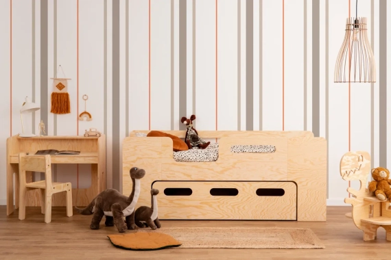 Kinderbett mit Schublade und Lattenrost PIPI Montessori Holz